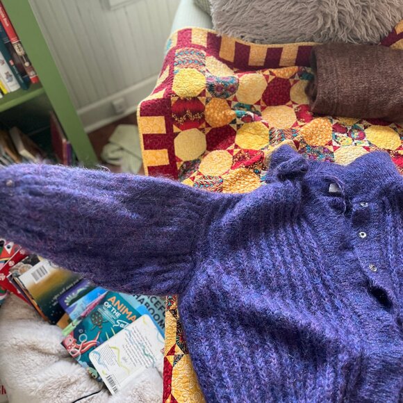 Vibrant Purple Mohair Cardigan Knit *Project Piece* for Darners - Picture 5 of 9